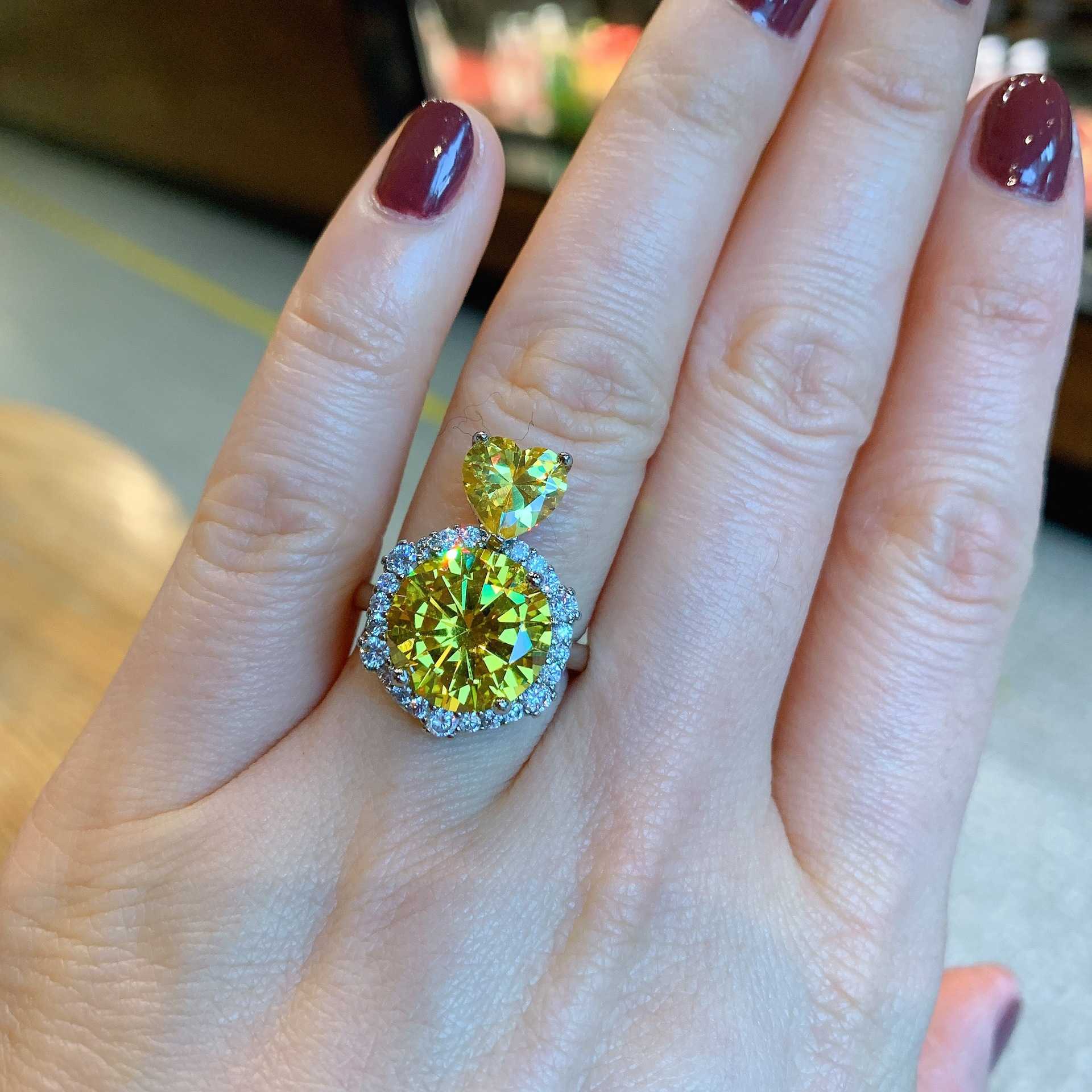 Minimalist yellow diamond jewelry earring set pink diamond micro inlaid diamond exaggerated earring set for women W250312