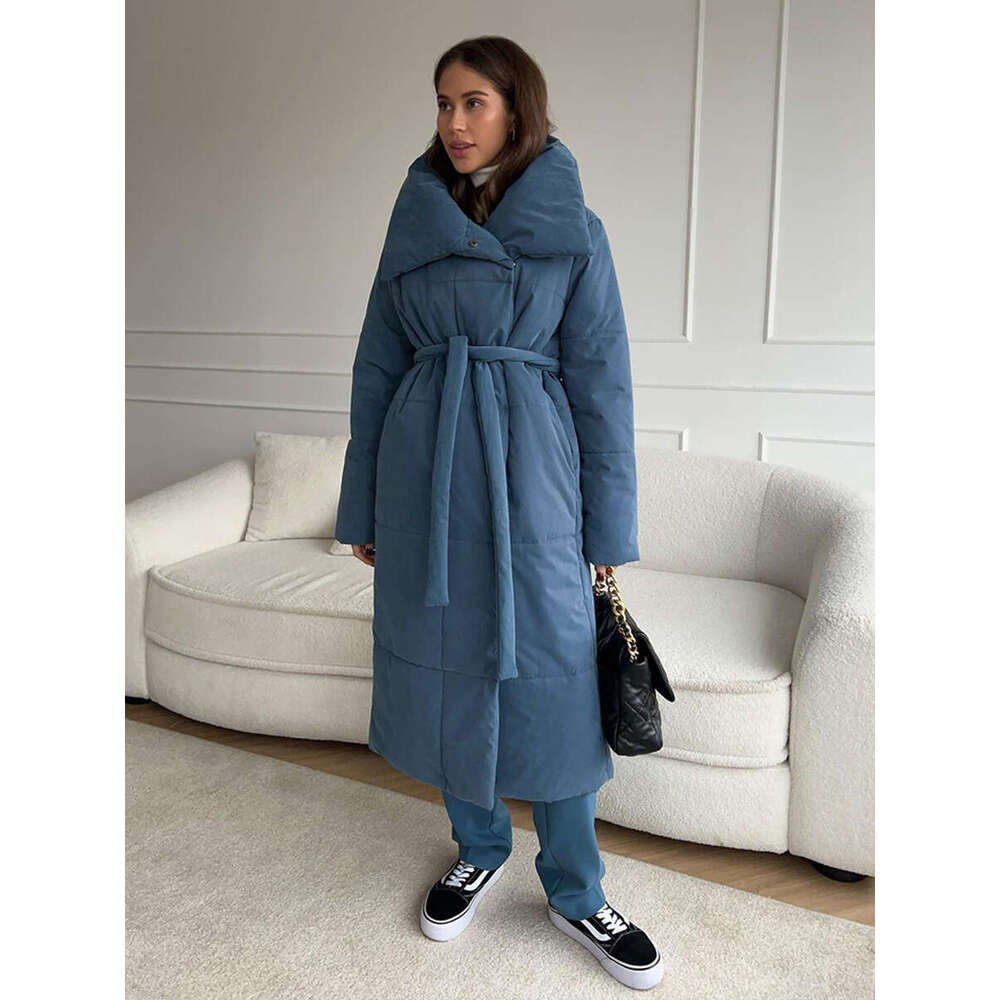 Long 2024 Winter New Loose Casual Warm Long Standing Collar Cotton Jacket