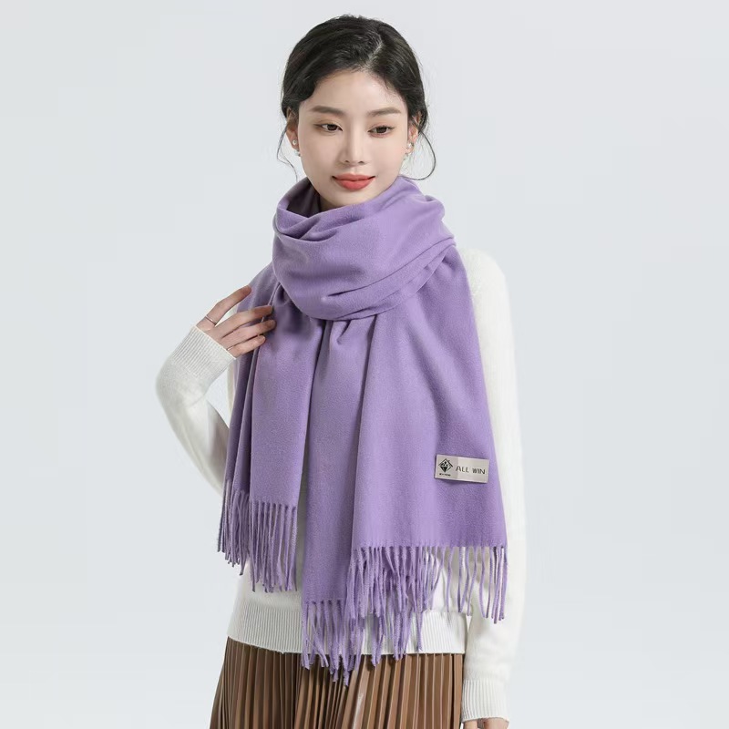 K107 Winter warm wool scarf Korean style solid color couple cashmere scarf female high-grade thick neck shawl wholesale