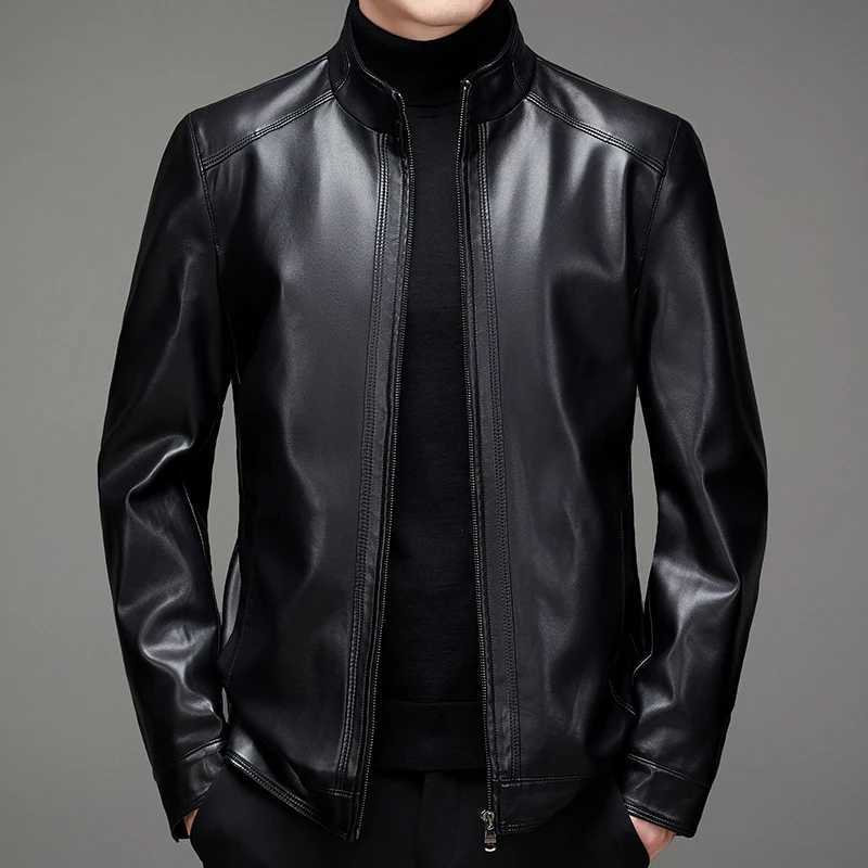 2024 Autumn and Winter New High Quality Fashion Mens Lapel Motorcycle Leather Coat Slim Stylish Mens Leather Coat M-7XLT250311