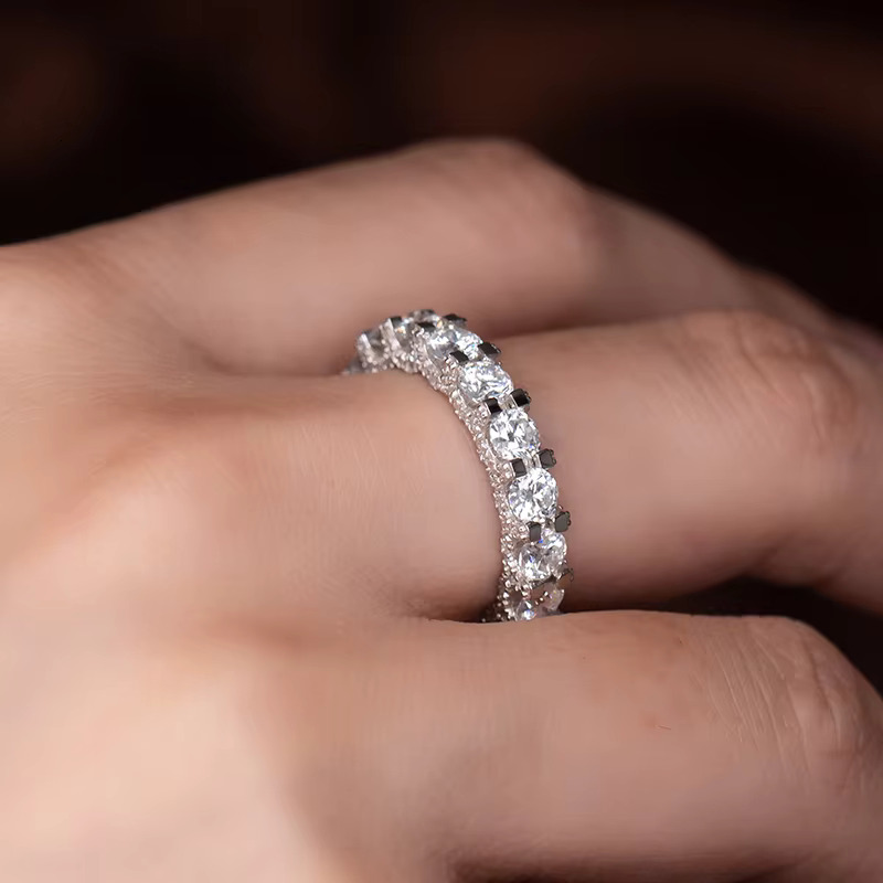 2023 New Design Moissanite Wedding Rings Fully Icy Silver 925 Moissanite Eternity Ring