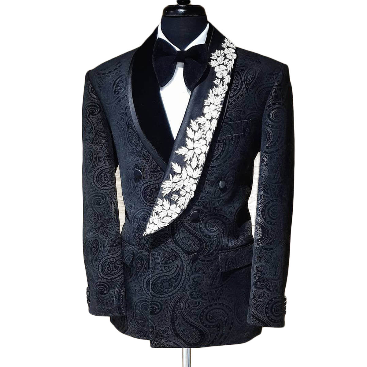Men Suits Tailor-Made One Piece Suit Tuxedos Elegant Shawl Lapel Jacquard Groom Blazer Double Breasted Only Coat Prom Evening Party Formal Occasion Cu