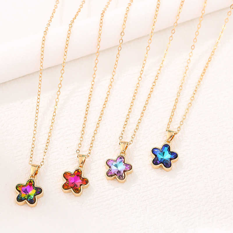 New Gradient Five Star Jewelry Set Fashionable and Personalized Ins Light Luxury Womens Accessories Collarbone Chain W250312