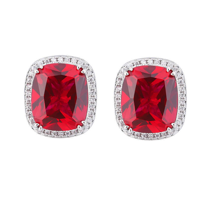 Zhuang Shengsheng copper bottom gold-plated simulation red corundum womens set temperament style full diamond luxury setting 15 * 20-10 * 12 W250312