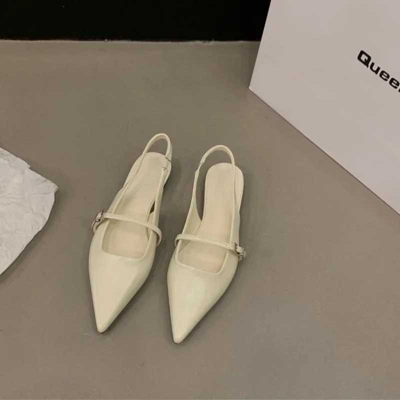 hot Summer Pointed Toe Wen Sandal Fashion Shallow Slip On Ladies Flats Heel Elegant Dress Slingback Shoes Z250311