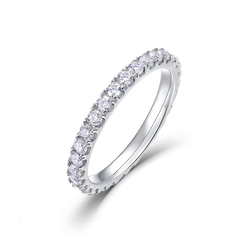 New Simple Geometric Full Diamond Moissanite Ring 925 Silver Fashion Ring Popular Manufacturers Wholesale