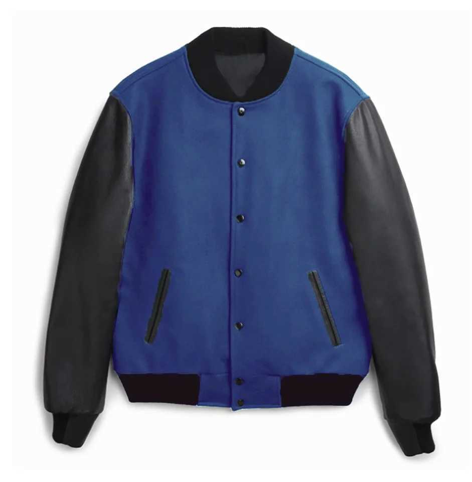 Hot selling new mens casual single-breasted jacket spring and autumn new mens PU leather sleeve spliced jacketT250311