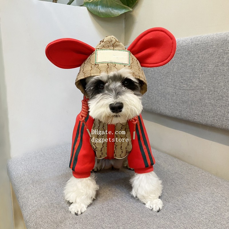 free shipping Designer Clothes ic Lettering Pattern Dog Hoodies Puppy et Pet Easter Costume Bunny Ears Doggy Warm Coats Cozy Sweater with Hat S A875