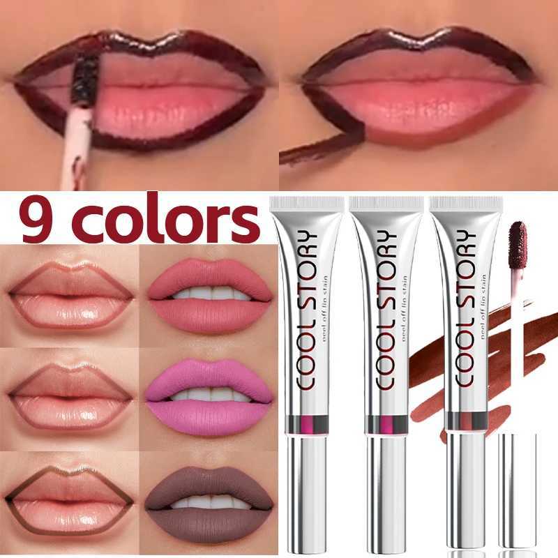 Matte peeling enhanced lip line tattoo waterproof natural and long-lasting tearing lip dyeing high pigment makeup 9 colors W250312