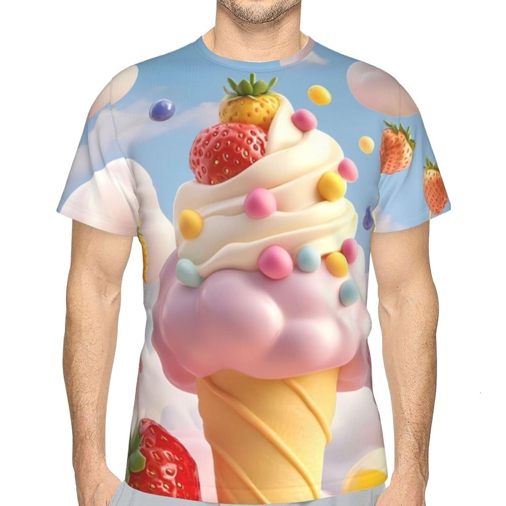 Mens T shirt Ice Cream Pattern Men's Women's T-Shirt Colorful Ice Cream 3D Printed Novelty Short Sleeve Unisex Fashion Tee tee Casual tops s
