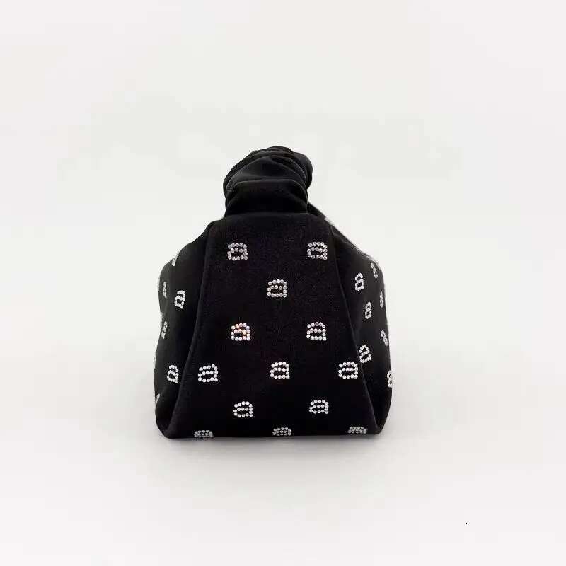 New Pure Black Satin Shiny Chain Mini Handbag Fashion Designer Women s Shoulder Crossbody Bag Trendy Wallet Cosmetics Shopping Bag 2025S New