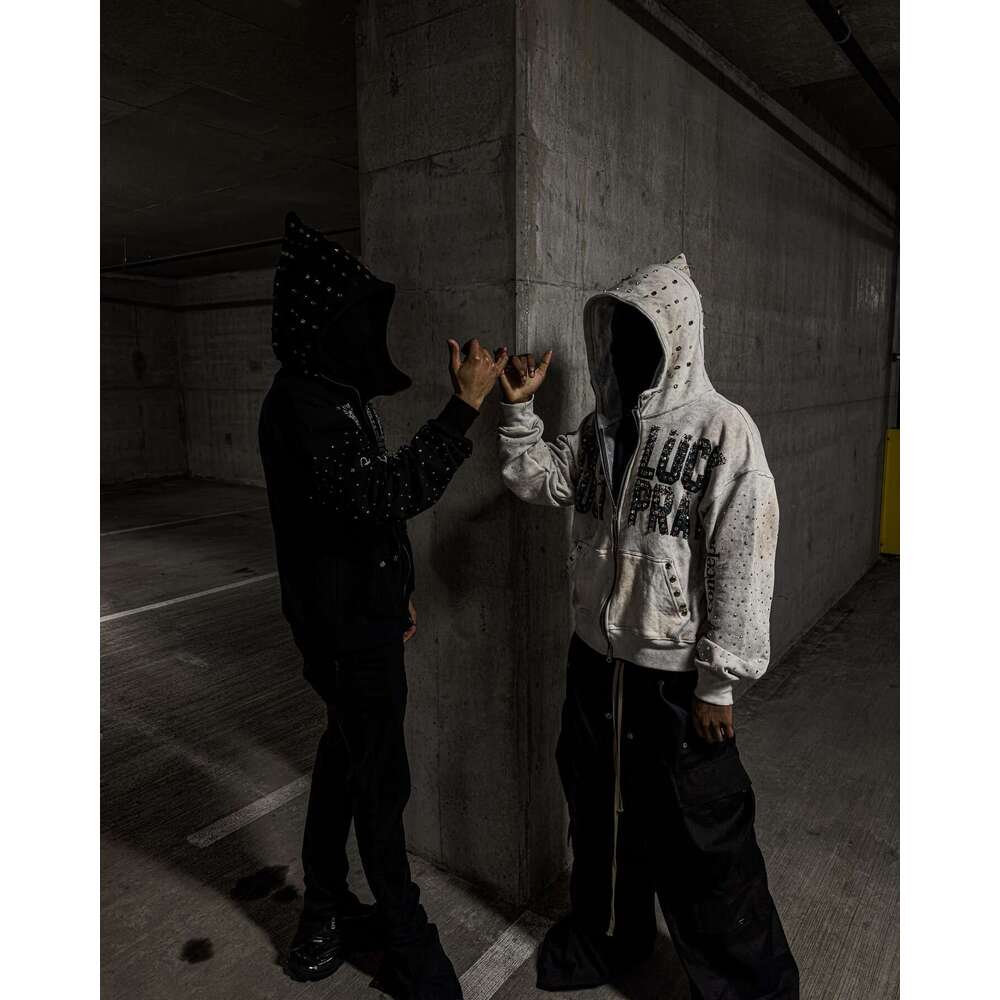 Design sense American niche letter hooded sweatshirt for men and women loose street hip-hop hoodie top cardigan