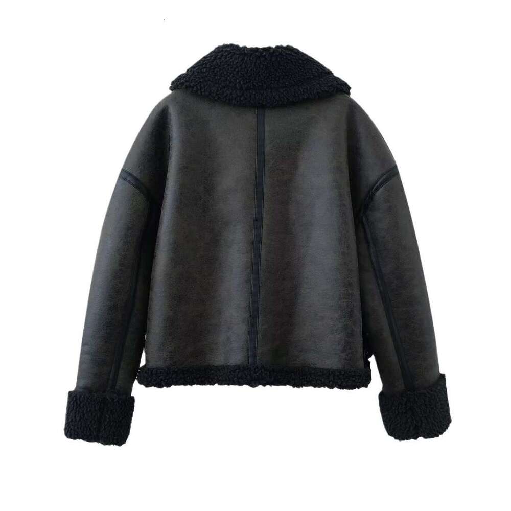 Women's 2023 Autumn/Winter Y2k New Casual Fur Integrated Thick Imitation Leather Warm Jacket