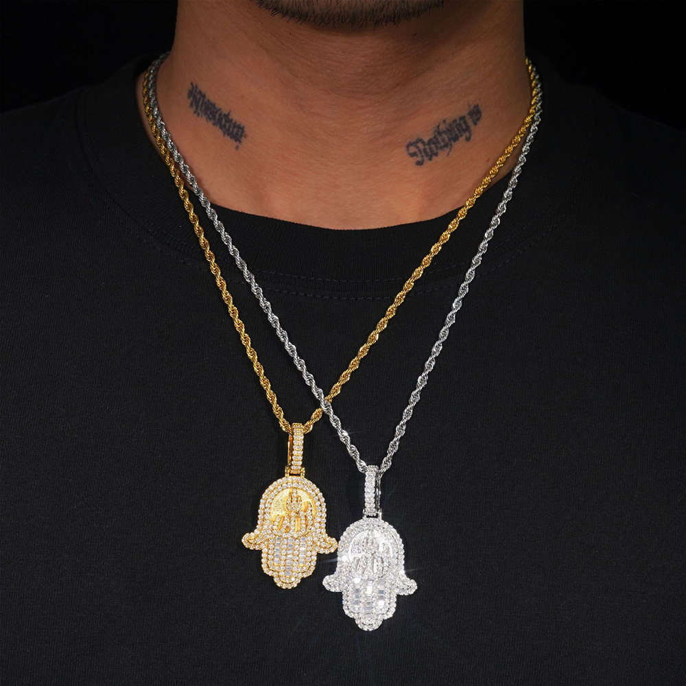 New Hand Moissanite Pendants S925 Silver Iced Out Necklaces for Men Women Hip Hop Jewelry Pass Diamonds Tester With GRA