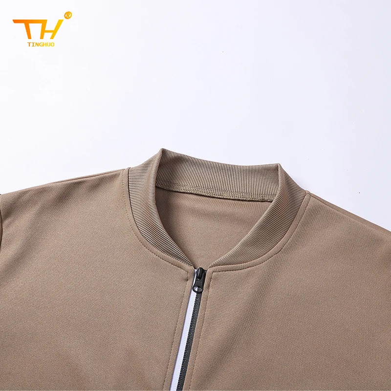 Mens Jacket SpringAutumn Casual Checkered Zipper n Fashion Collar Training Jogging Gym Coat 250312