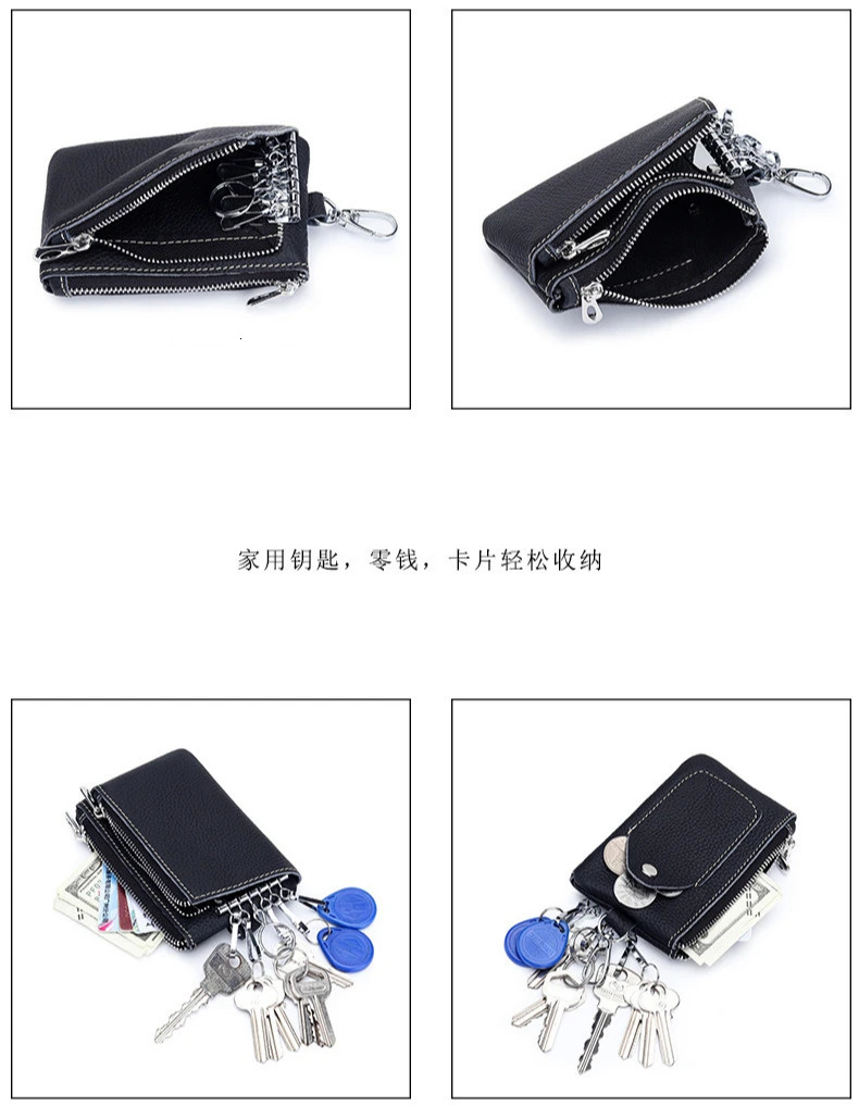Key Holder Genuine Leather Unisex Key Wallets Organizer Bag Housekeeper Door Keychain Organizers Leather 250311