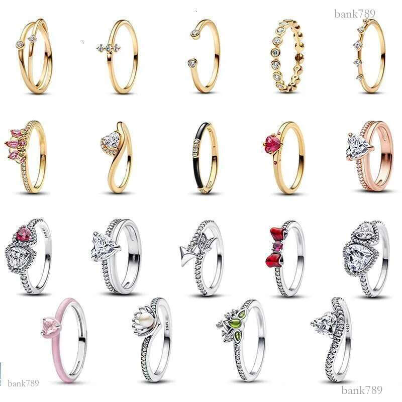 2025 S925 New Sparkling Double Heart, Pink Bow Ring, Suitable For Women DIY Jewelry, Wedding, High Quality Valentine's Day Gift Whole