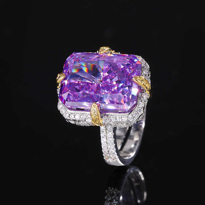 2024 New Zhuangsheng High Carbon Diamond Ice Flower Cutting Copper Inlaid Light Luxury Set Female Lead 12 * 16P W250312