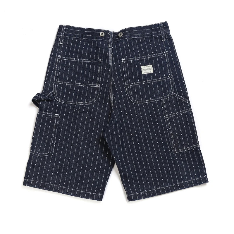 railway stripe X Y type Camisol shorts canvas work clothes pendant pants summer natural denim bib cover 250312