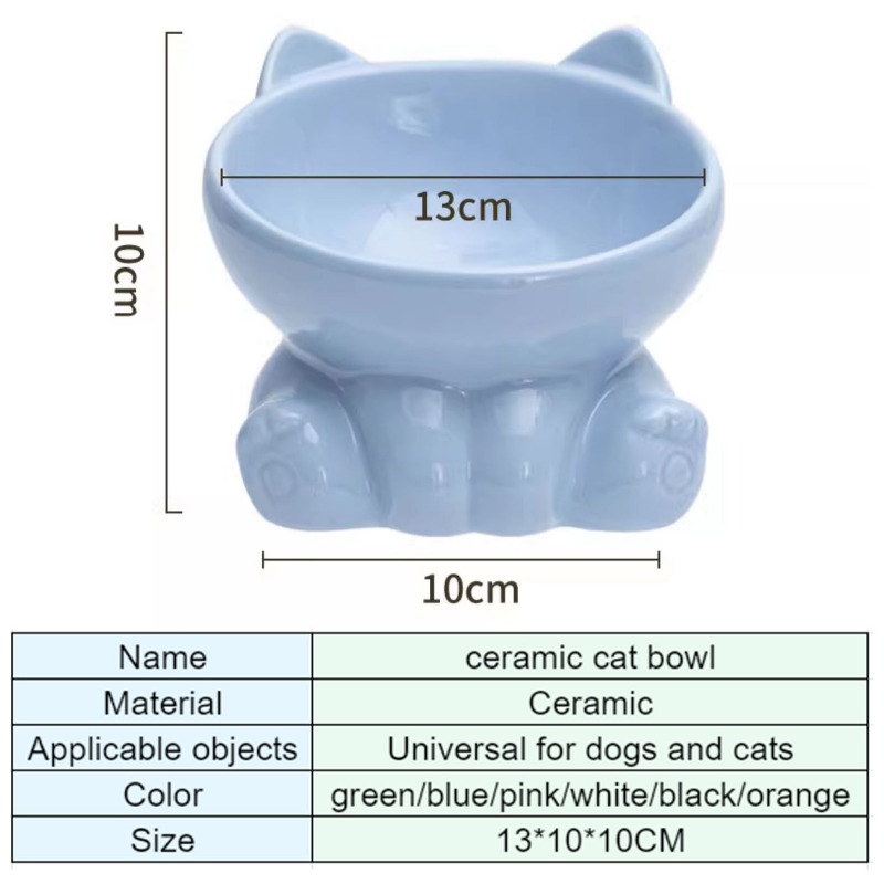 Tilted Dog Cat Food Bowl Ceramic Cat Feeder Elevated Cat Dog Tableware Drinking Fountain Protects Pet Spine Pet Supplies