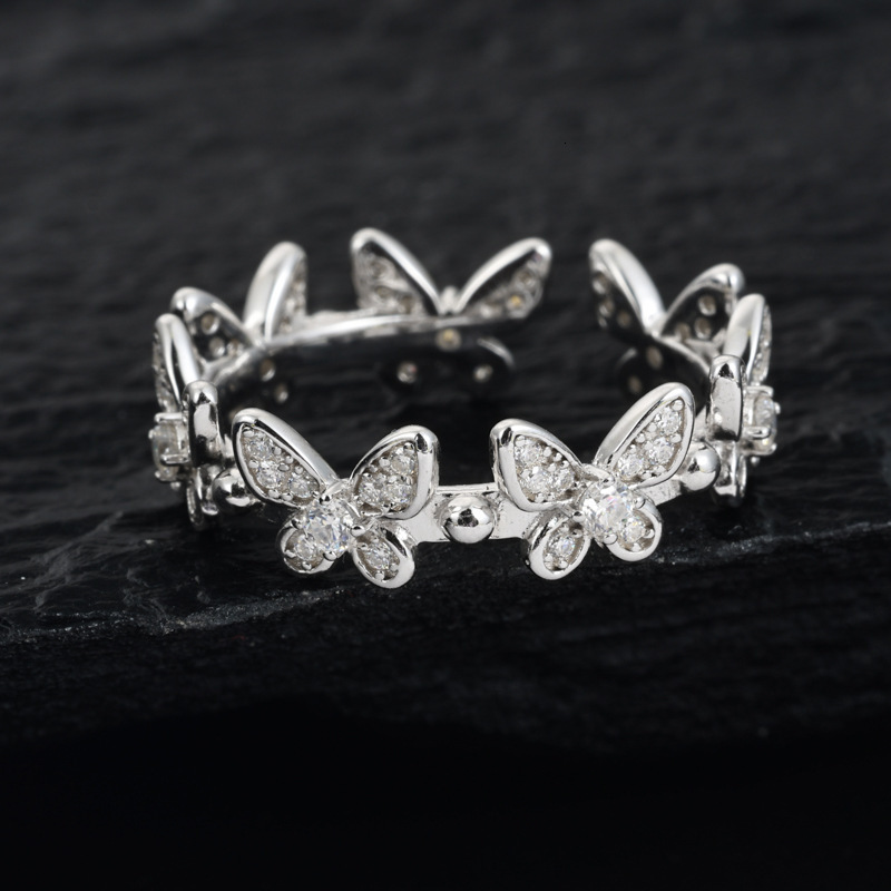 Moissanite S925 Silver Ring Full Circle Butterflies For Men Women Iced Out Hip Hop Jewelry Pass Diamonds Tester With GRA Free sh