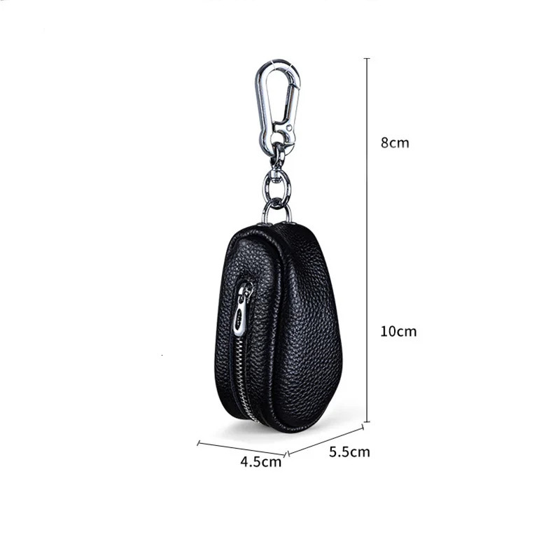 leather cowhide key manager wallet keychain unisex key bag housewife bag zipper car key box mens 250311
