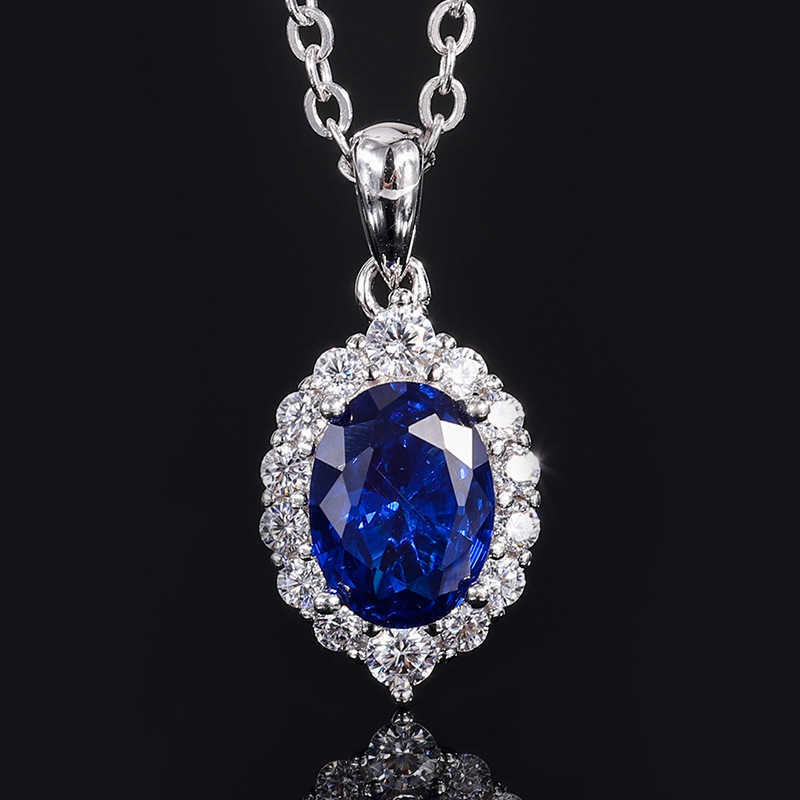 Zhuang Shengshengs new S925 full body silver set simulation color treasure small pigeon egg pendant main stone 6 * 8 W250312