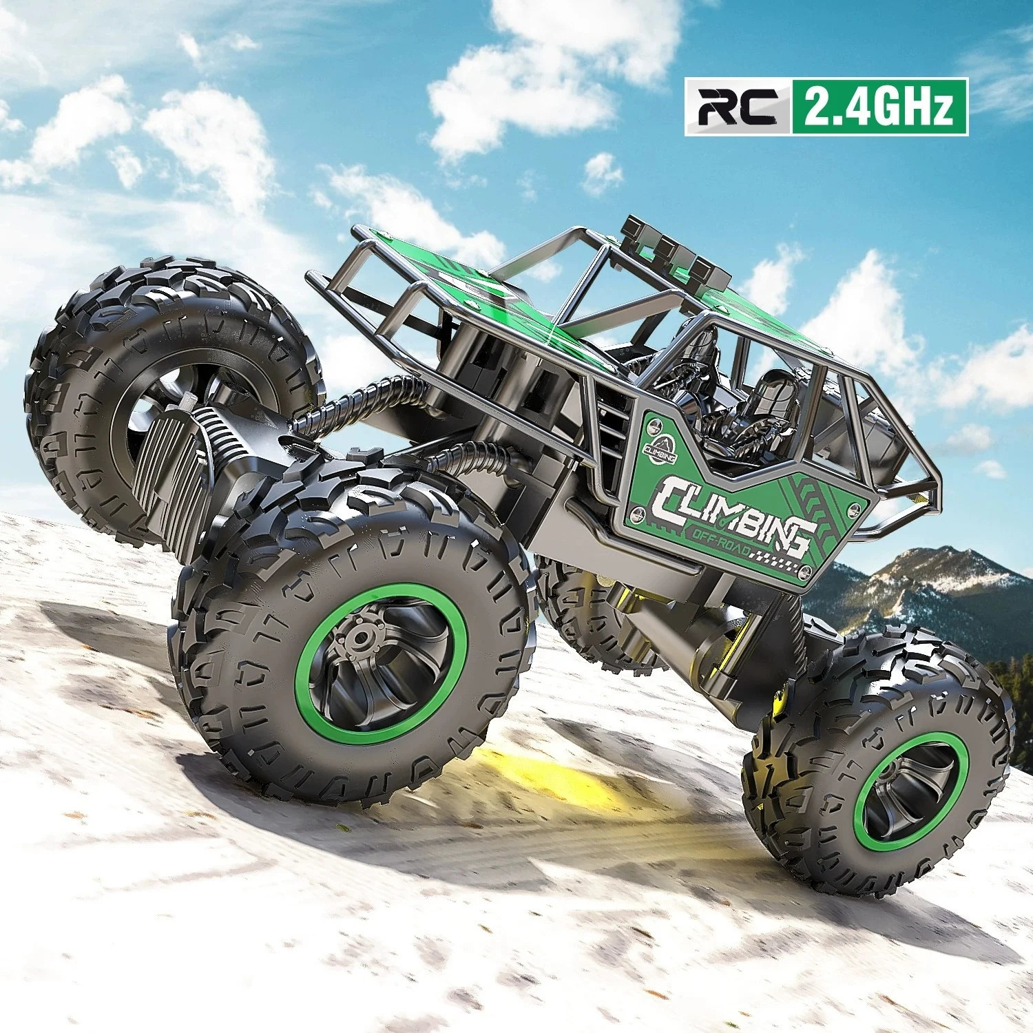 Free shipping 2.4G remote-controlled alloy off-road vehicle with long-distance lighting climbing monster childrens racing toy car kids gift