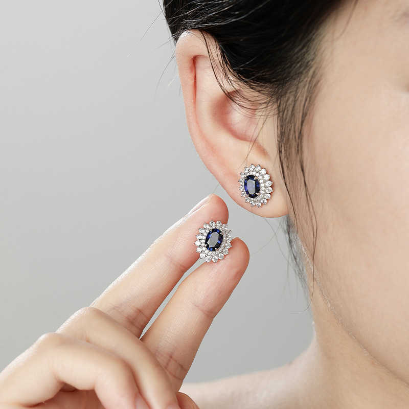 Ruizuan 2024 new style cultivation blue three piece ring necklace earring set W250312