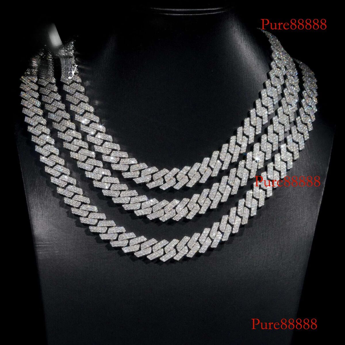 Iced out Miami hip hop jewelry moissanite dia k chain 13mm s cuban necklace bracelet