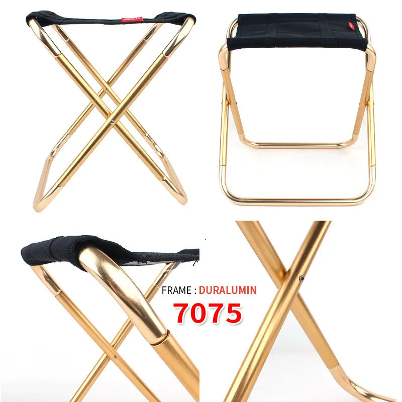 Folding Stool Large 7075 Aluminum Alloy Outdoor Portable Barbecue Fishing Folding Chair Camping Climbing Stool Portable Chair 250312