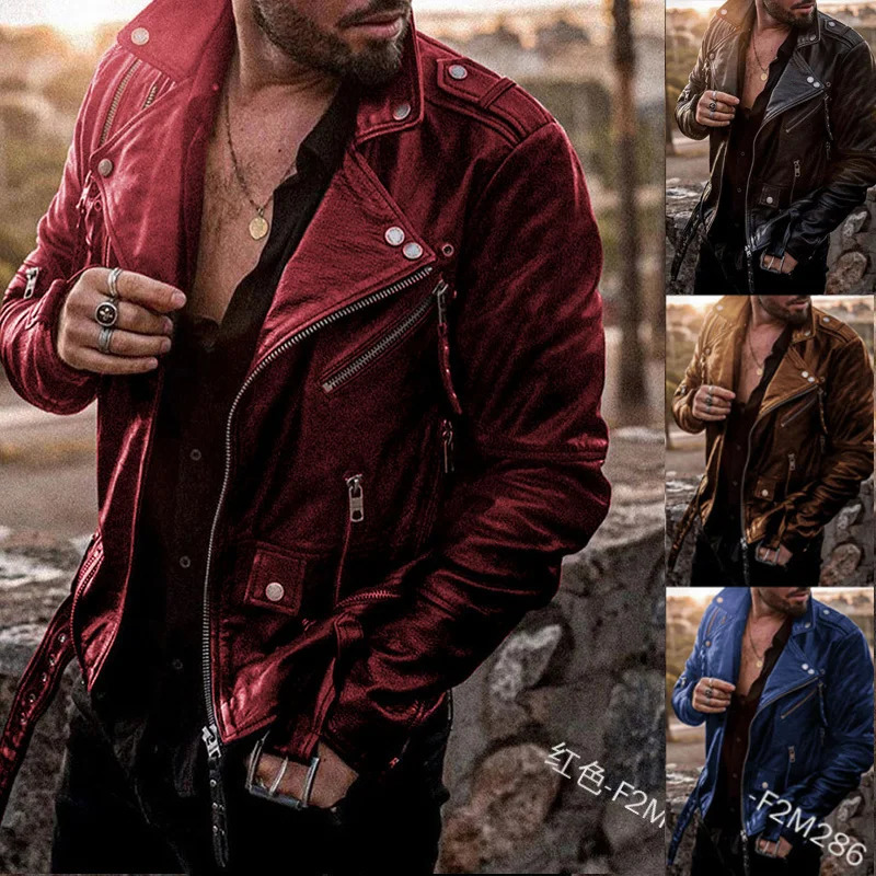 Mens Pu Leather Jacket Spring and Autumn Fashion Black Collar Motorcycle Chaquetas Hombre Casual Ultra Thin Punk 250312