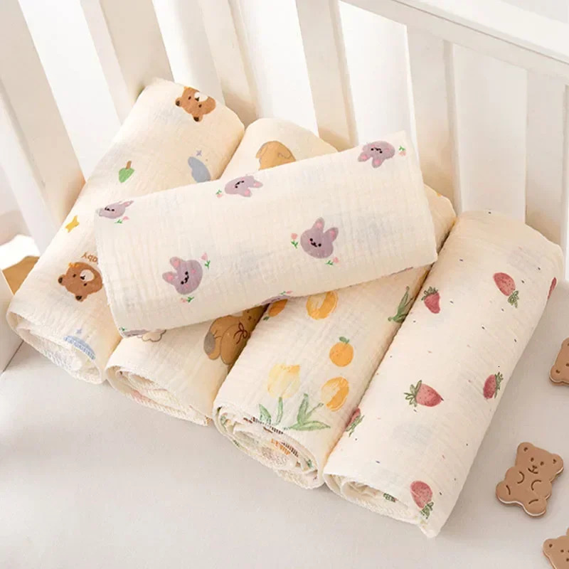 Baby Receive Blanket for born Cotton Muslin Cover Swaddle Bedding Infant Bath Towel Items Mother Kids Stuff 80cm 250304