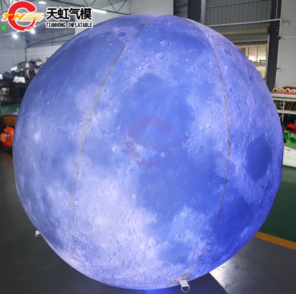 6m dia (20ft) with blower Giant Inflatable Moon Balloon Lighting Inflatable Earth Planet Balloon Advertising for Festival Decoration