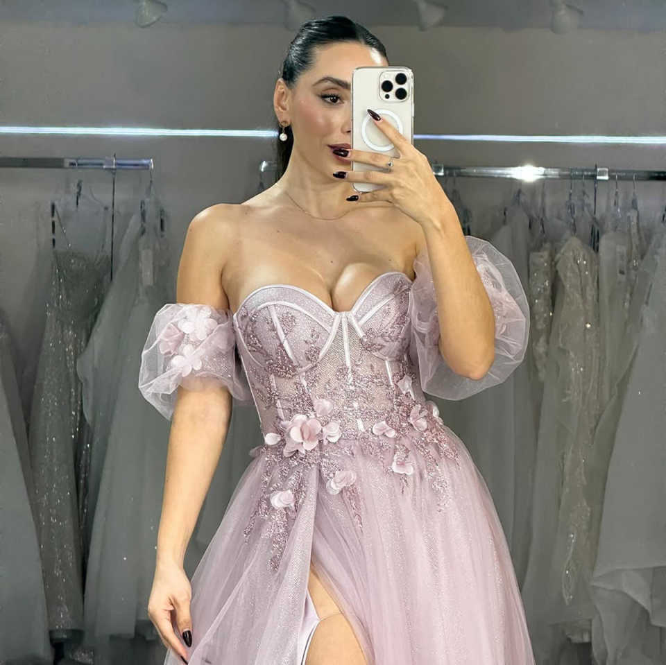 Gorgeous Prom Dresses With Strapless Crystal Appliques Length With Bling Sequins Side High Split Custom Made Plus Size Party Dress Vestido De Noite