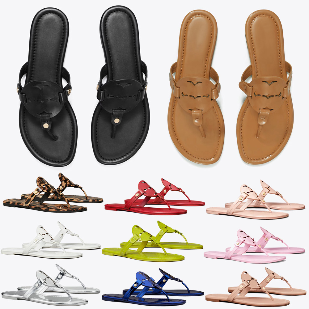 T sandals TB Sandals Summer Womens Beach Vacation Mules Shoes Designer Flats h Flip Flops Leopard Print Leather Open Toe Slippers Tori Slides 97