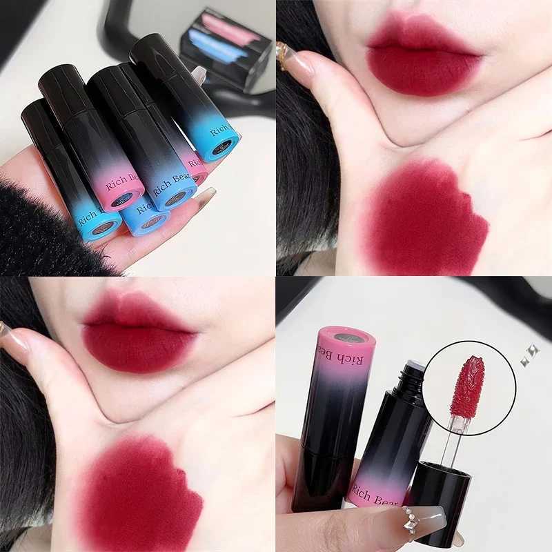 Matte lipstick Matte velvet mouse Grey pink lipstick waterproof durable stick free cup sexy red lip color Korean lipstick makeup W250312