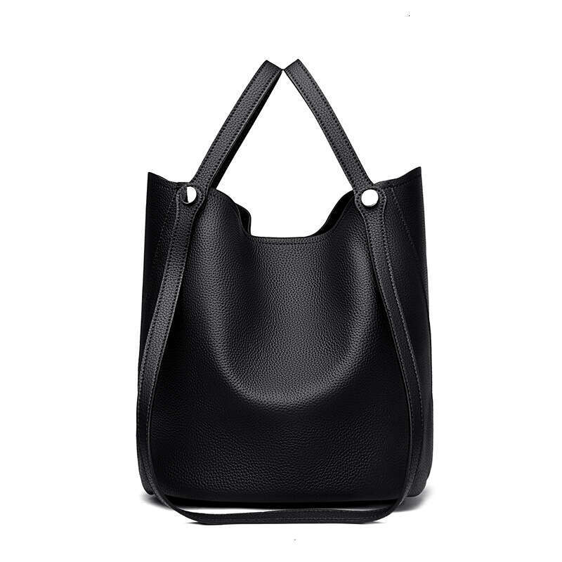 Women's Bags Handbag Genuine Leather Women's New Fashion Simple Bucket High-End Sense Large Capacity Mother And Child Shoulder Bag Versatile
