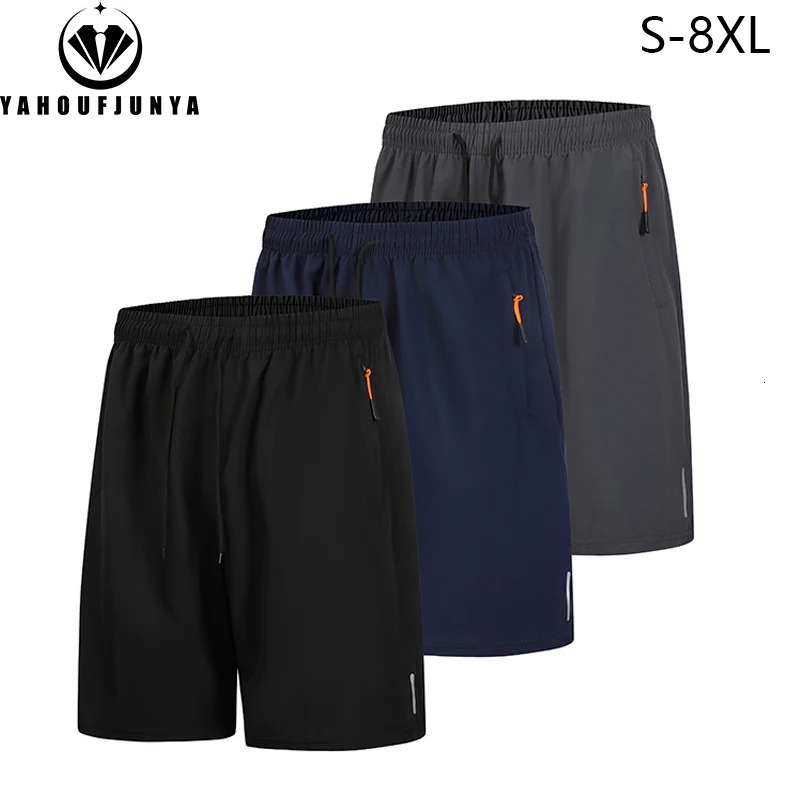 Mens Summer Loose Fitness Beach Shorts Ice Silk Breathable Outdoor Sports Basketball Solid Color 8XL 250312