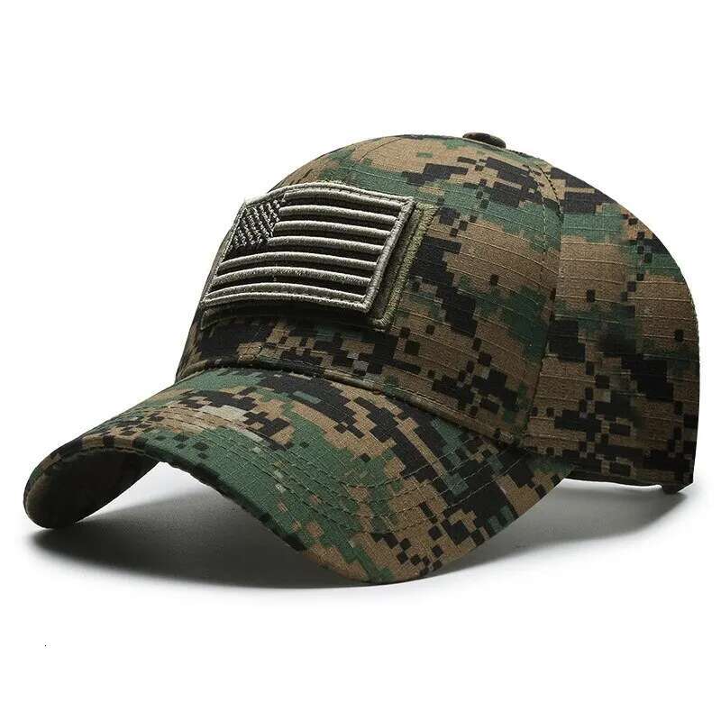 American Flag Camouflage Sticker Embroidered Baseball Net Hat Men's Outdoor Velcro Cap