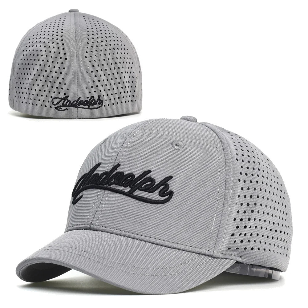 Mesh Short Brim Back Closed Baseball Cap Men Women Breathable Hats Fitted Dad Hat Adjustable Solid Trucker Style 250311