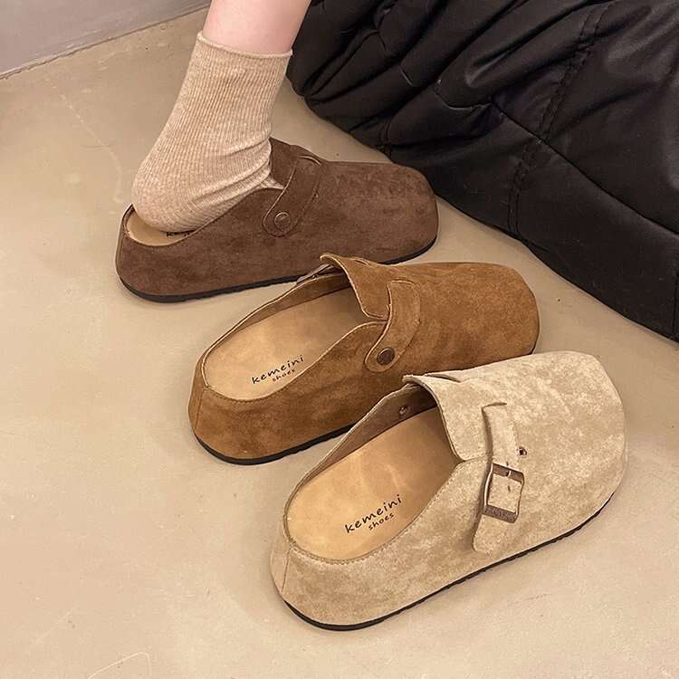 Thick soled Boken one foot lazy shoes, half toe slippers, women's 2025 spring/summer new style, Sen series interior height increasing slippers