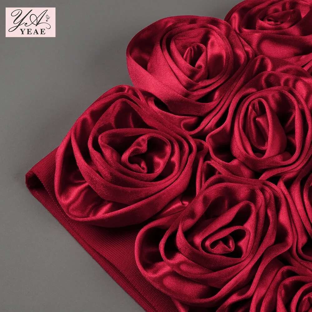 2024 New Red Color Women Sexy Strapless Rals 2 Pieces Bodycon Bandage Mini Dress Celebrate Nightclub Party Birthday Outfit