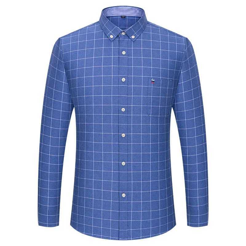 Oversized 7XL 00% cotton Oxford mens long sleeved shirt suitable for formal solid color shirts white and black office clothes W250312