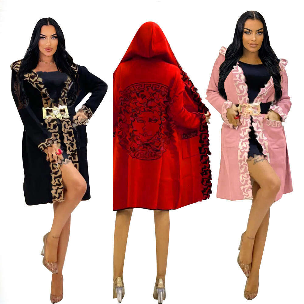 Y71553 Women's Autumn And Winter New Sweater Pocket Long Sleeved Hooded Cardigan Jacket 3 Colors