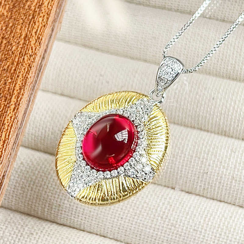 2024 New Zhuangsheng Europe Simulation Pigeon Blood Red Corundum Green Jade Marrow Set Main 10 * 12 W250312