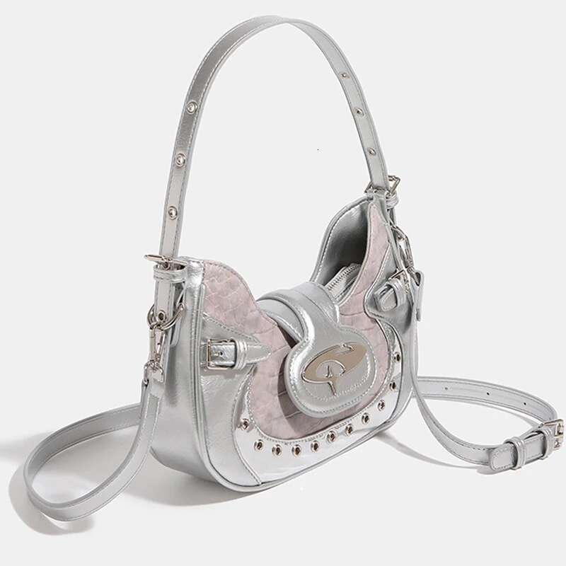 Half Moon Shaped Y2k Women s Armpit Bag Designer Fashion Handbag Wallet 2025 New Trend Rivet Decoration Crossbody Bag Casual Mini Storage Bag