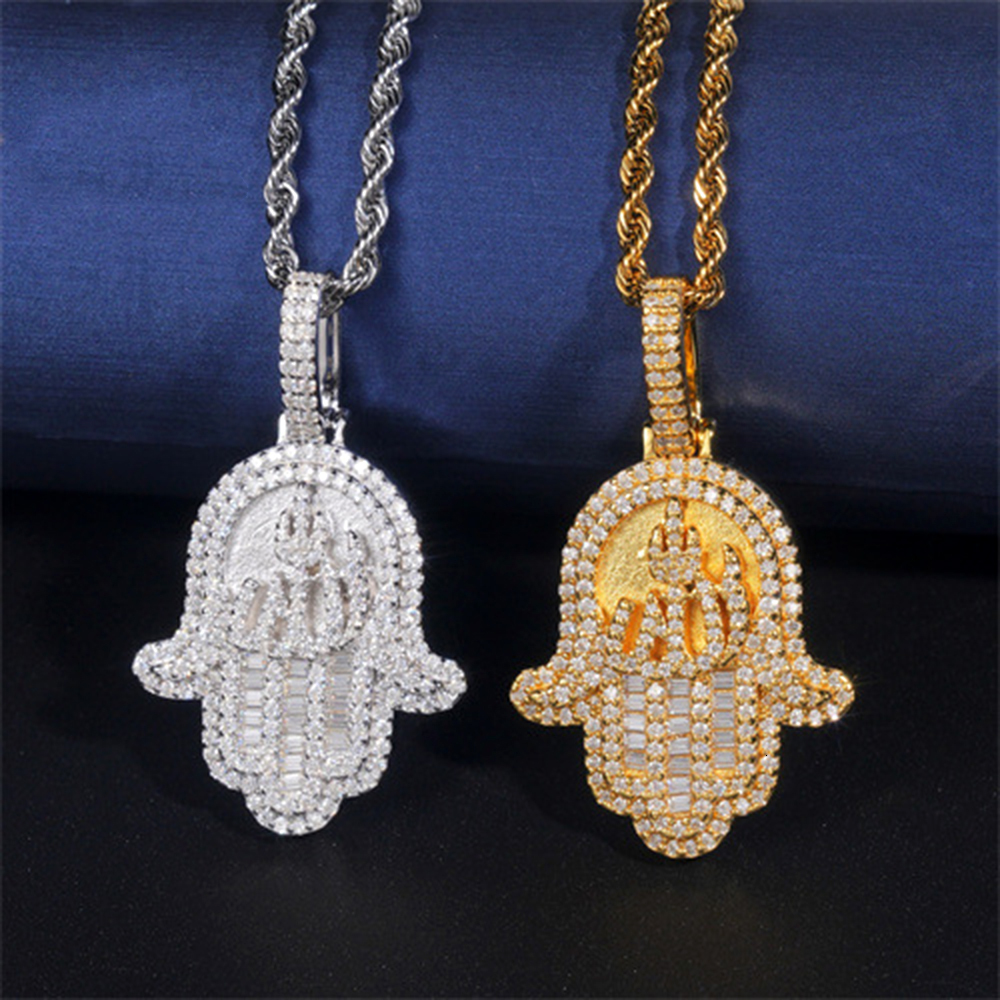 New Hand Moissanite Pendants S925 Silver Iced Out Necklaces for Men Women Hip Hop Jewelry Pass Diamonds Tester With GRA