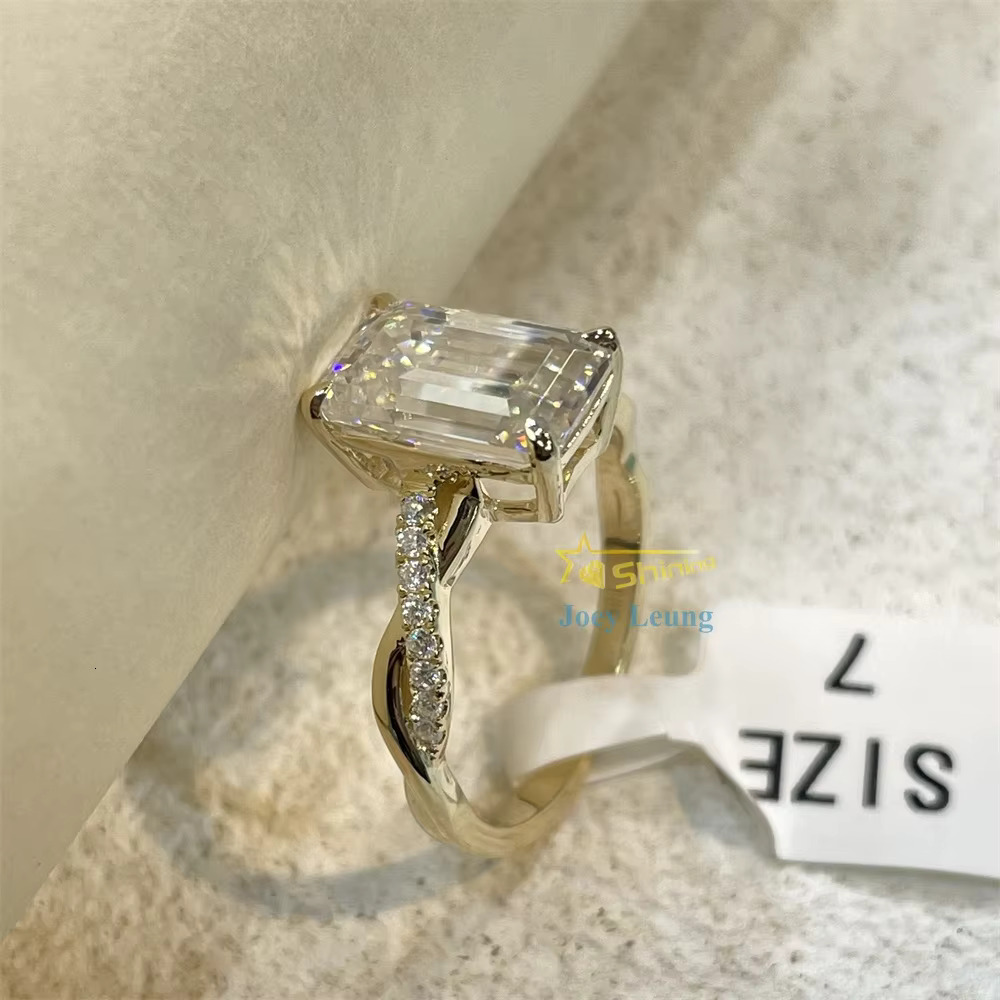 Moissanite Jewelry Custom Diamond Wedding Ring Women S925 /10K Solid Gold Fine Jewelry Emerald Cut Moissanite Engagement Ring