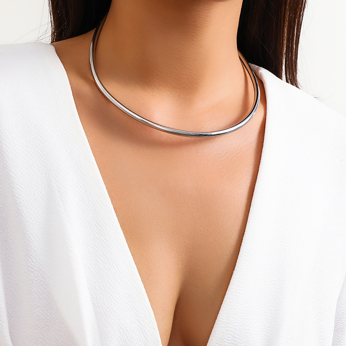 Accessories Collarbone Chain Niche Item Minimalism Style Gold Plated Smooth Ring Cold Wind Collar Jewelry for Women